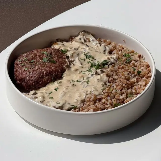 Beef and Pork Cutlet with Buckwheat