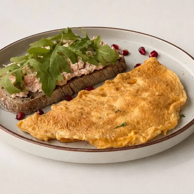 Omelette with Salmon Rilletes